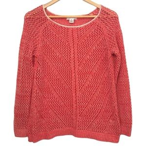 4/$15 NWOT JohnPaulRichard Coral Loose Knit Sweater Crew Neck size Medium